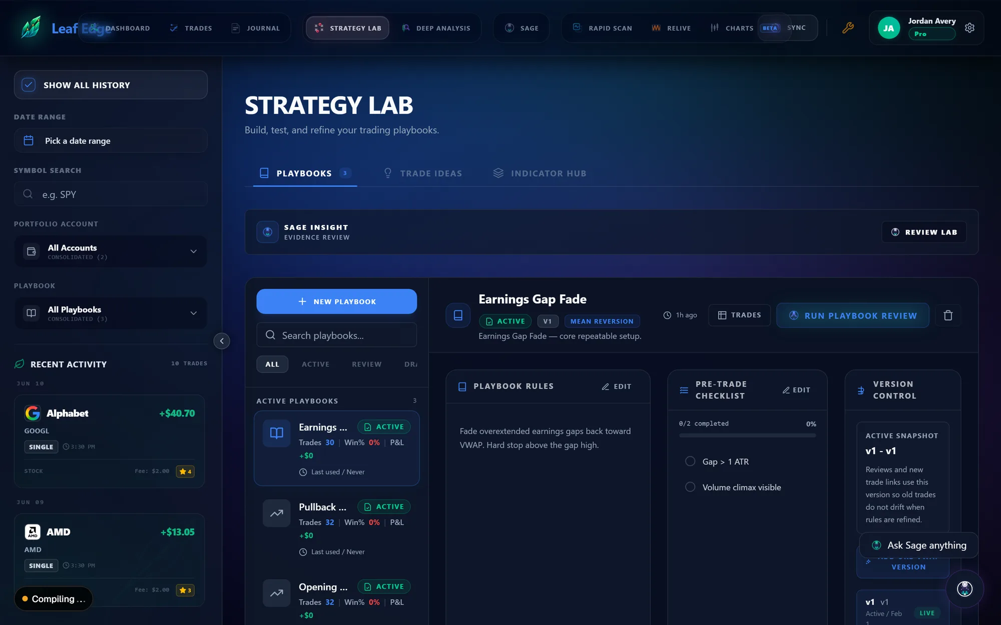 Leaf Edge Strategy Lab — playbooks and adherence